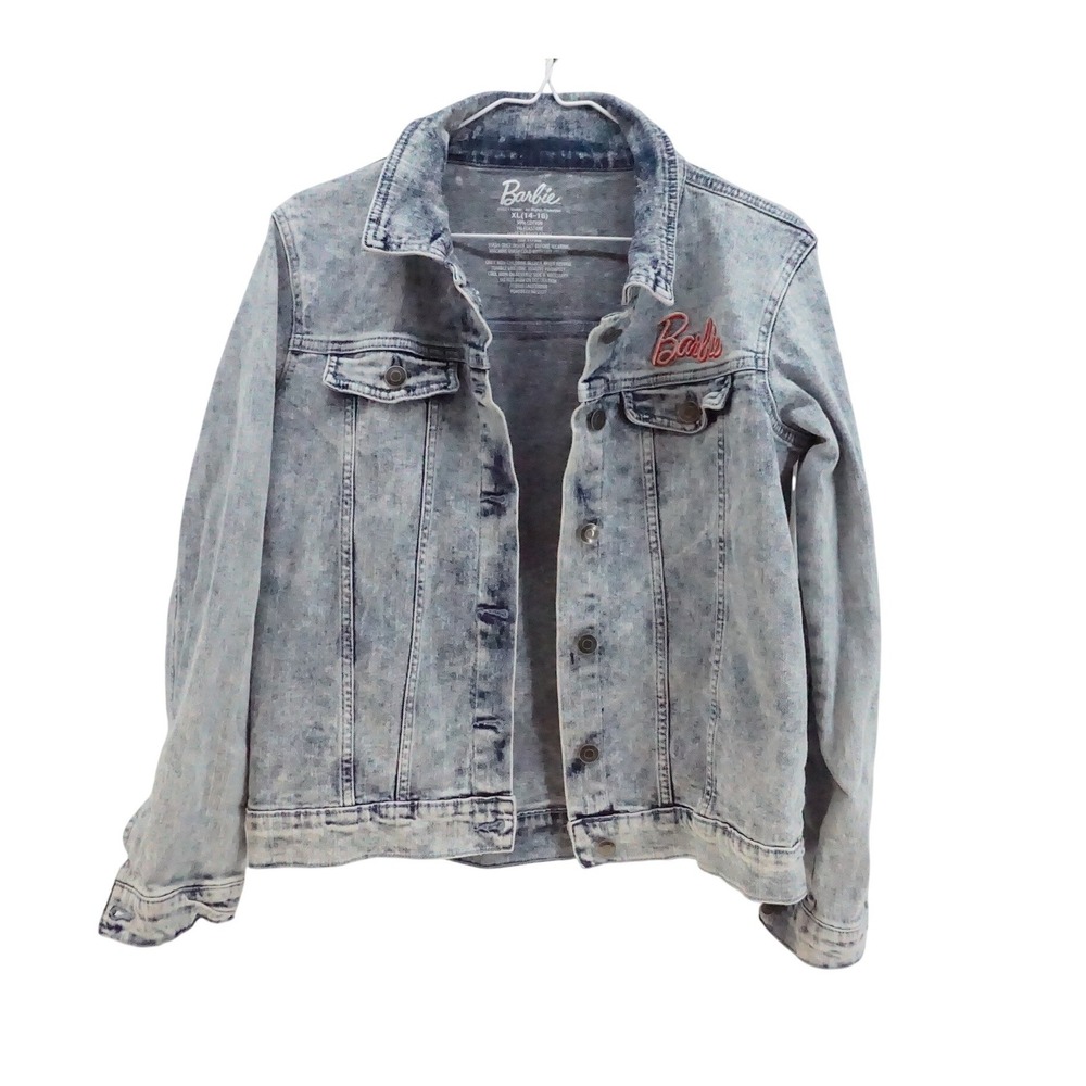 Barbie Girls‎ XL 14-16 Acid Wash Denim Jacket Girl Revolution Graphic Trucker